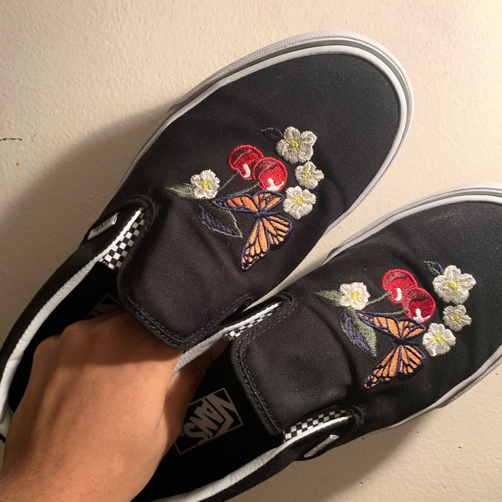 Checker Floral Vans Butterly Cherry Flower